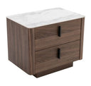 Chelton - Contemporary White Ceramic & Walnut Oval Nightstand