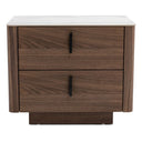 Chelton - Contemporary White Ceramic & Walnut Nightstand