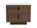 Chelton - Contemporary White Ceramic & Walnut Nightstand