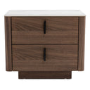 Chelton - Contemporary White Ceramic & Walnut Nightstand