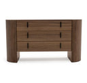 Chelton - Contemporary White Ceramic & Walnut Oval Nightstand