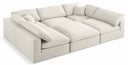 Serene 119" Linen Textured Fabric Upholstered Deluxe Comfort 6pc. Modular Sectional - Cream
