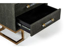 Howard - Modern Shagreen Grey Leatherette & Gold Nightstand