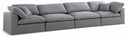 Serene 158" Linen Textured Fabric Upholstered Deluxe Comfort 4pc. Modular Sofa - Grey