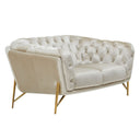 Stella - Transitional Beige Velvet Sofa Set
