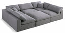 Serene 119" Linen Textured Fabric Upholstered Deluxe Comfort 6pc. Modular Sectional - Grey