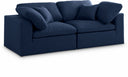 Serene 80" Linen Textured Fabric Upholstered Deluxe Comfort 2pc. Modular Sofa - Blue
