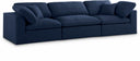 Serene 119" Linen Textured Fabric Upholstered Deluxe Comfort 3pc. Modular Sofa - Blue