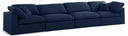 Serene 158" Linen Textured Fabric Upholstered Deluxe Comfort 4pc. Modular Sofa - Blue