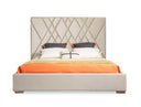 Moontide - Glam Beige Velvet and Brushed Brass Bed
