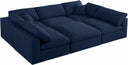 Serene 119" Linen Textured Fabric Upholstered Deluxe Comfort 6pc. Modular Sectional - Blue