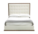 amberlie - white vegan leather & walnut bed