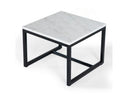Baca - White Marble + Black Metal End Table