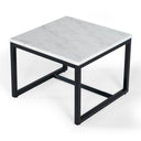 Baca - White Marble + Black Metal End Table