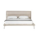 Bergeron + Lorenzo - Contemporary Cream Fabric + Light Oak 4-Piece Bedroom Set