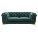 Quincey - Transitional Emerald Green Velvet Loveseat