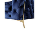 Quincey - Transitional Blue Velvet Loveseat
