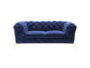 Quincey - Transitional Blue Velvet Loveseat