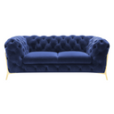 Quincey - Transitional Blue Velvet Loveseat