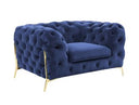 Quincey - Transitional Blue Velvet Chair