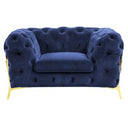 Quincey - Transitional Blue Velvet Loveseat