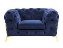 Quincey - Transitional Blue Velvet Chair