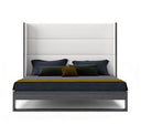Helenora - Contemporary Grey Fabric & Walnut Trim Bed