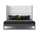 Heloise - Contemporary White Leather & Grey Elm Trim Bed