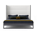Heloise - Contemporary White Leather & Grey Elm Trim Bed