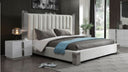 Token - Modern White + Stainless Steel Bed + Nightstands