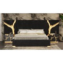 Aspen - Modern Black + Gold Bed + Nightstands