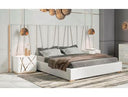 Nixa - Modern White + Gold Bed + Nightstands