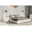 Nixa Modern Wide White and Gold Nightstand