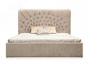 moontide - glam beige velvet and brushed brass bed