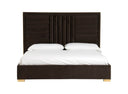 Daystar - Modern Dark Brown Velvet & Gold Bed