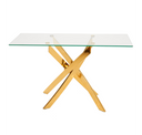 Pyrite - Modern Brown Glass + Rosegold Rectangular Dining Table