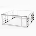 Stephen - Modern Glass & Stainless Steel Square Coffee Table