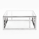 Stephen - Modern Glass & Stainless Steel Square Coffee Table