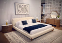 fleury - contemporary cream fabric and walnut bed