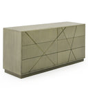 Nixa - Modern Wide Birch + Brushed Bronze Dresser