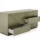 Nixa - Modern Wide Birch + Brushed Bronze Dresser