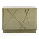 Nixa - Modern Wide Birch + Brushed Bronze Nightstand