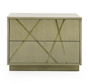 Nixa - Modern Beige Velvet + Brushed Bronze + Birch 4-Piece Bedroom Set