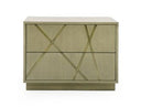 Nixa - Modern Wide Birch + Brushed Bronze Nightstand