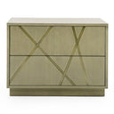 Nixa - Modern Wide Birch + Brushed Bronze Nightstand