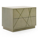 nixa - modern beige velvet + brushed bronze bed + birch nightstands