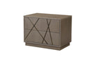 Nixa - Modern Beige Velvet + Brushed Bronze Bed + Birch Nightstands