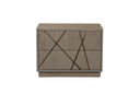 Nixa - Modern Beige Velvet + Brushed Bronze Bed + Birch Nightstands
