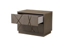 Nixa - Modern Beige Velvet + Brushed Bronze Bed + Birch Nightstands