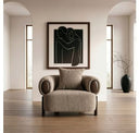 Arnaud - Modern Tan Fabric + Brown Oak Loveseat Sofa
